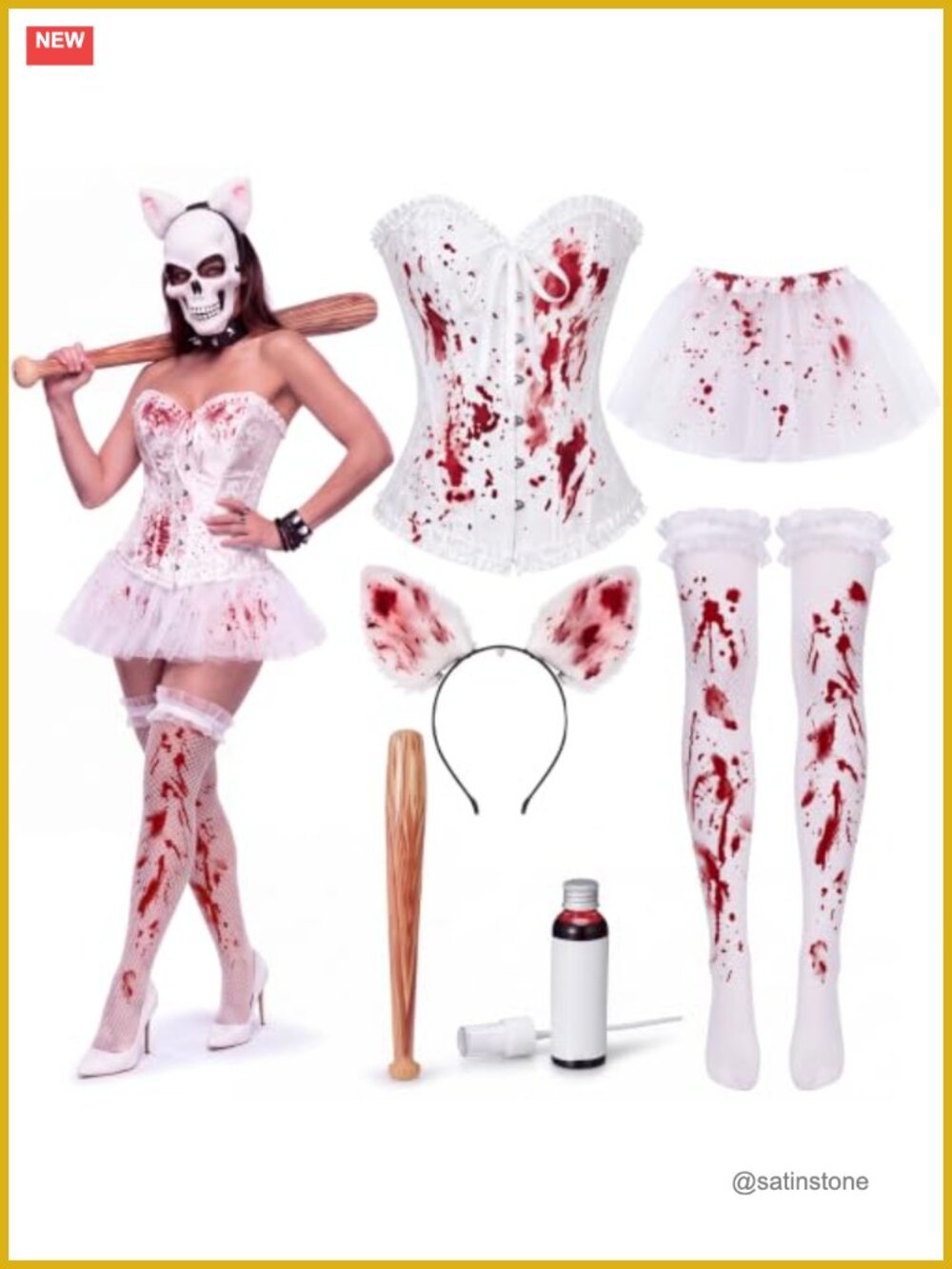 Halloween Horror Costume Set Zombie Survivor Corset Tutu Cosplay